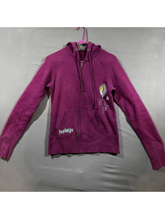 Hurley Tops - Hurley Womens Size M Purple Graphic Full Zip Sweatshirt Hoodie Outerwear Y2K